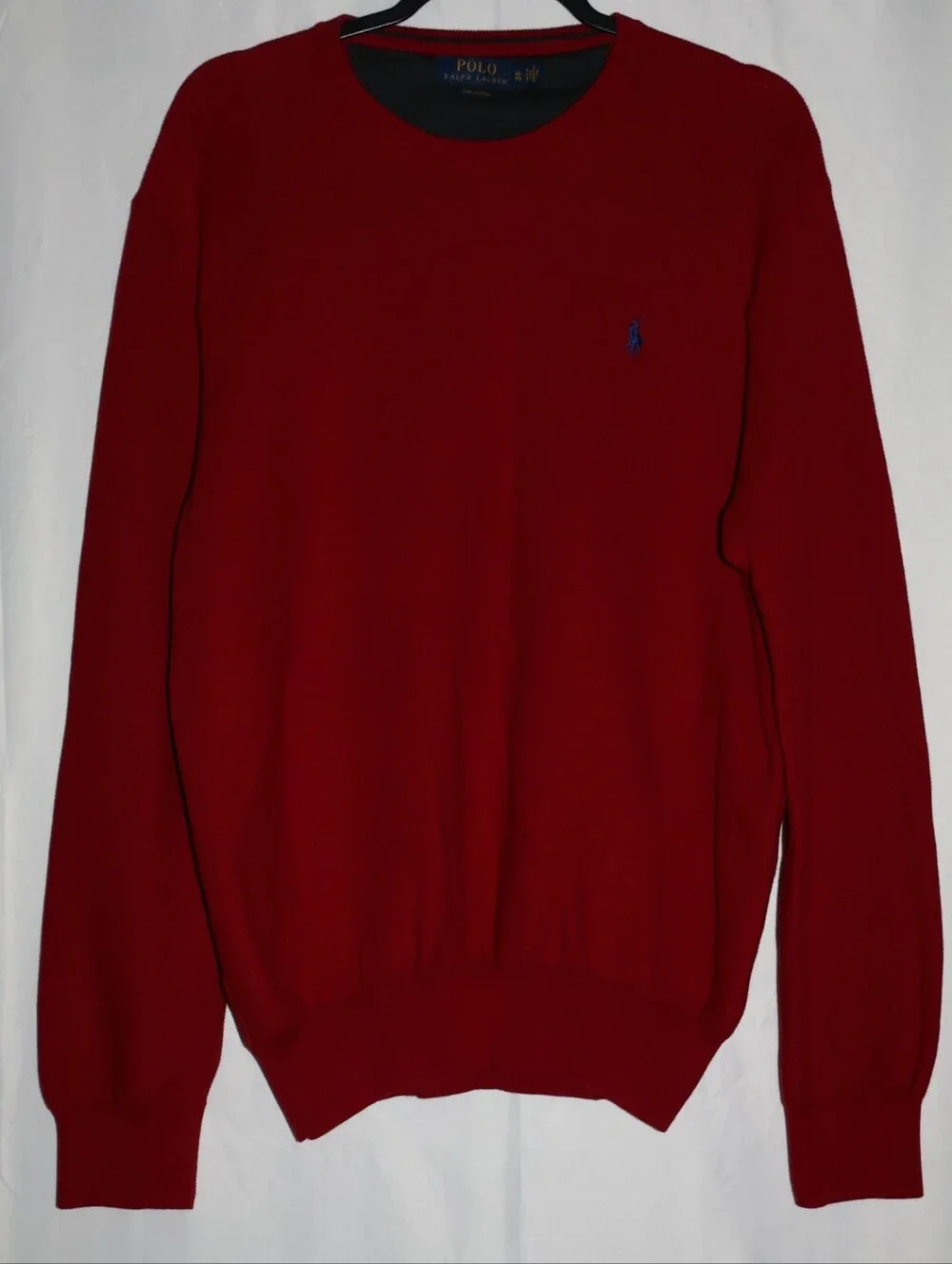 Polo Ralph Lauren Cherry Red Luxury Pima Cotton Sweater.
